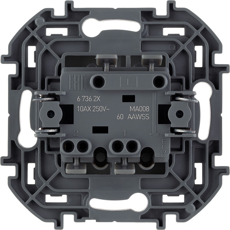 673623 Legrand Inspiria Выключатель 2-клавишный 10AX 250В антрацит, вид сзади