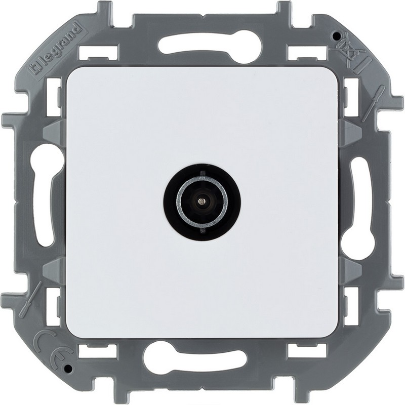 673860 Legrand Inspiria Розетка TV проходная 14 дБ 5-862 мГц белый, вид спереди