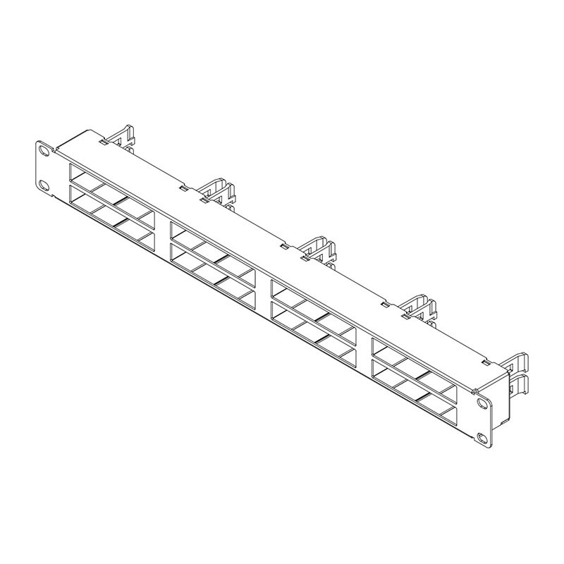 27C-00-48BL Кассетная панель 19, 1U, 8 кассет, FTP, черный. Изометрия