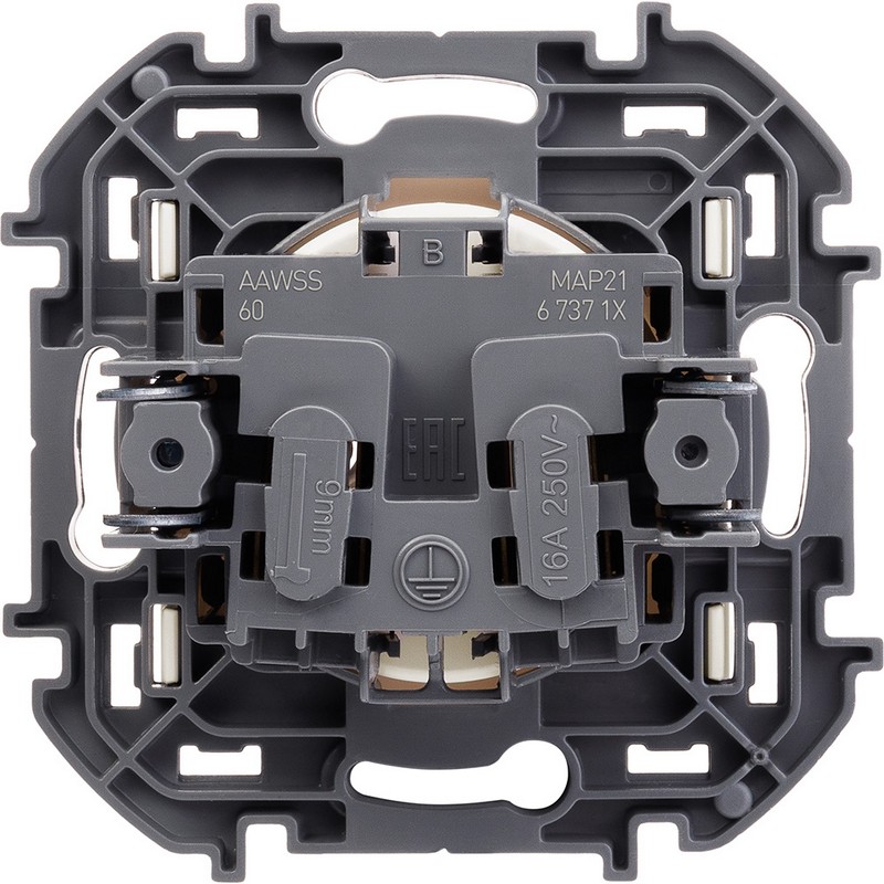 673711 Legrand Inspiria Розетка 2К 16А 250В слоновая кость, вид сзади