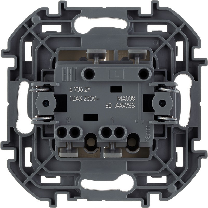 673621 Legrand Inspiria Выключатель 2-клавишный 10AX 250В слоновая кость, вид сзади
