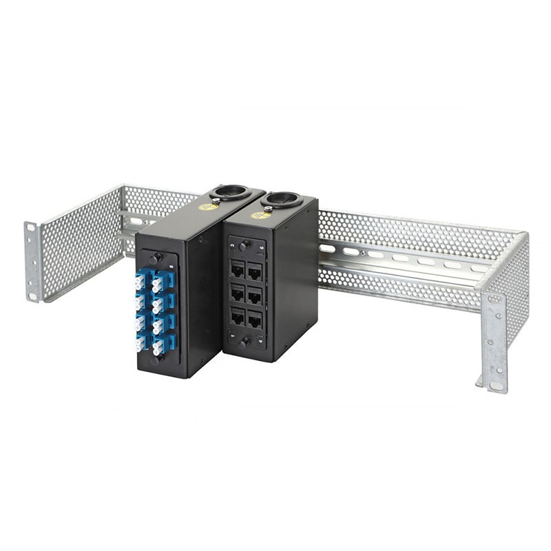 48N-01-00BL Панель на DIN-рейку Q-SLOT, 1 слот, 145 мм. Пример установки на DIN-рейку