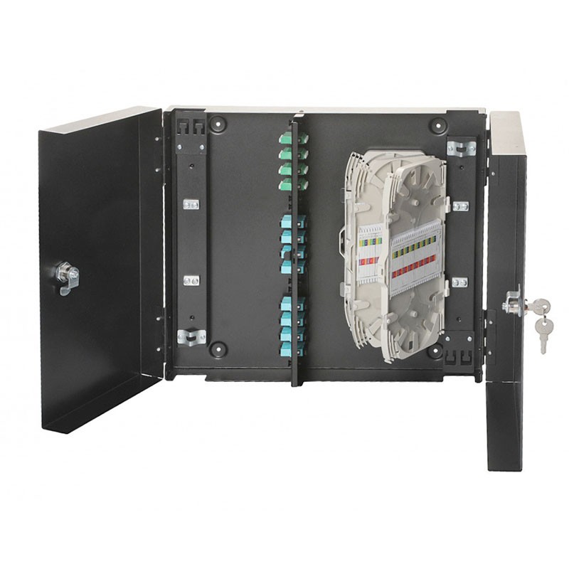 48C-03-00BL Панель настенная Q-SLOT, 3 слота, корпус. С установленными планками, сплайс-кассетами