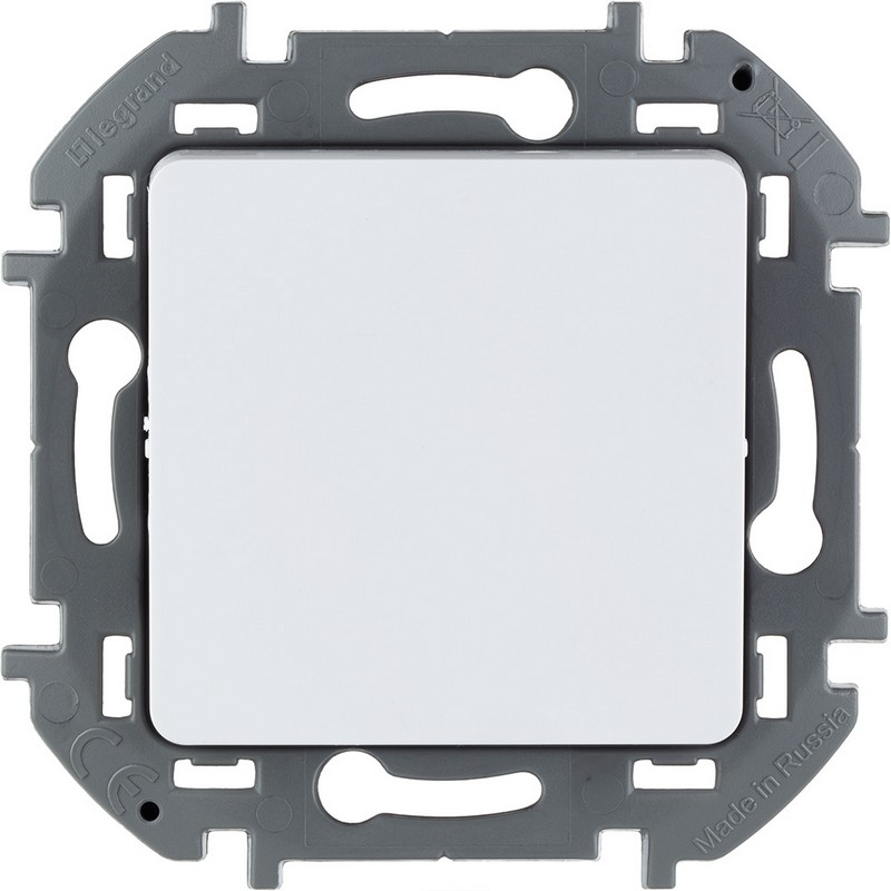 673650 Legrand Inspiria Переключатель 1-клавишный 10AX 250В белый, вид спереди