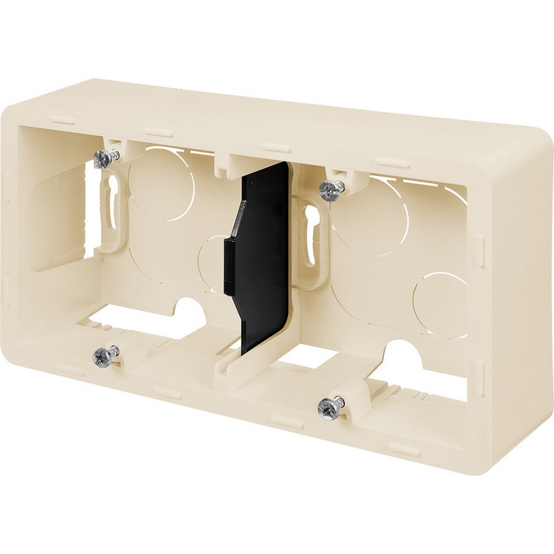 673991 Legrand Inspiria Коробка накладного монтажа 2 поста слоновая кость, вид под углом