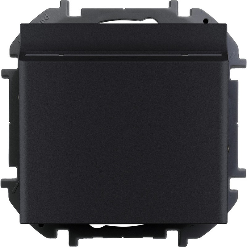 673803 Legrand Inspiria Выключатель для гостиничных номеров антрацит, вид спереди