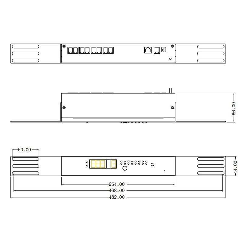 60A-65-70-08BL Блок дистанционного контроля базовых PRO блоков распределения питания. Чертёж