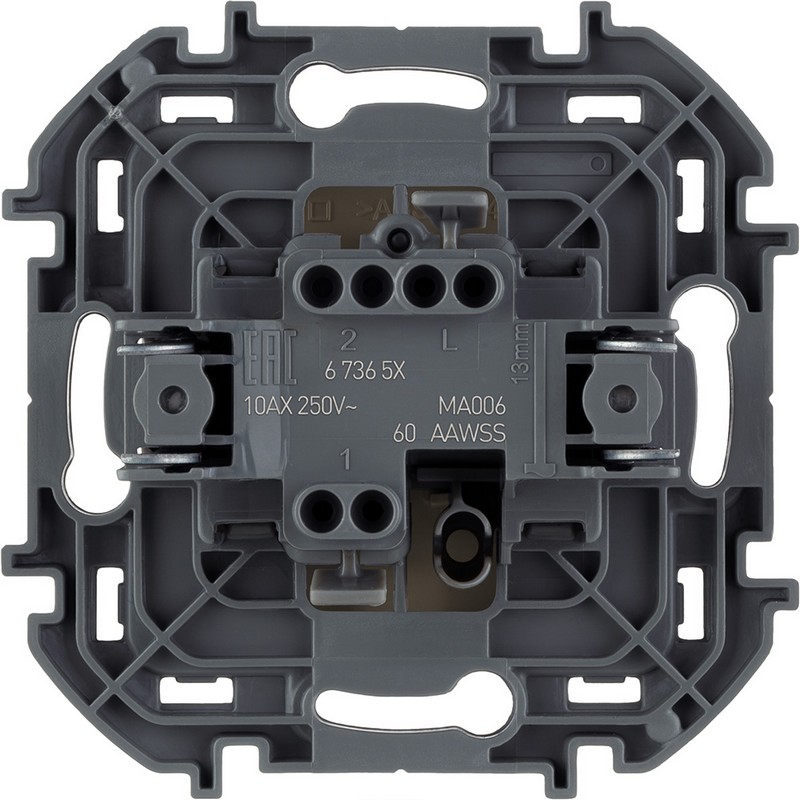 673651 Legrand Inspiria Переключатель 1-клавишный 10AX 250В слоновая кость, вид сзади