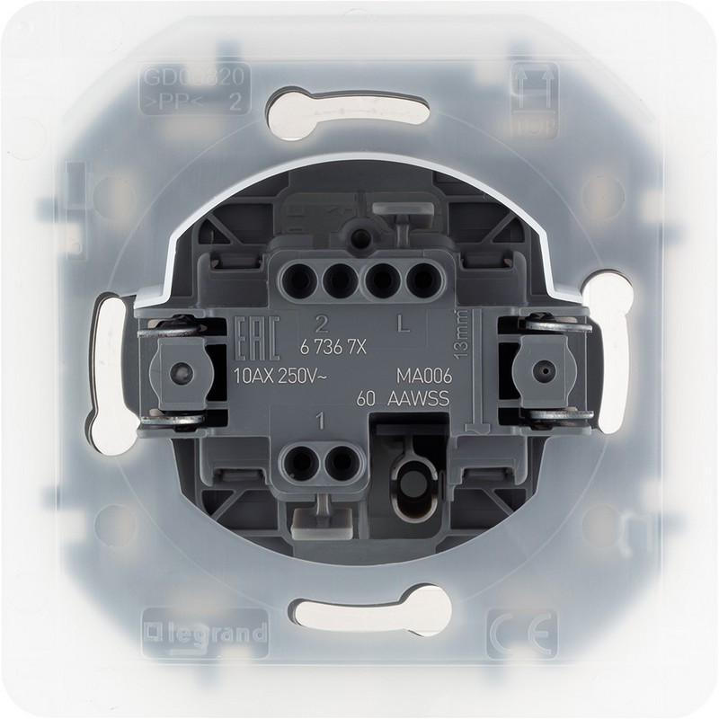 673673 Legrand Inspiria Переключатель IP44 10AX 250В антрацит, вид сзади