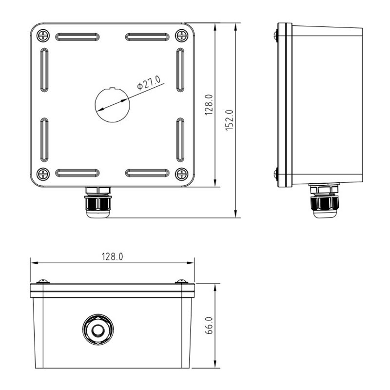 12B-01-67WT Коробка Industrial, 1-портовая, белый. Чертёж