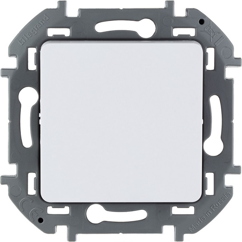 673600 Legrand Inspiria Выключатель 1-клавишный 10AX 250В белый, вид спереди