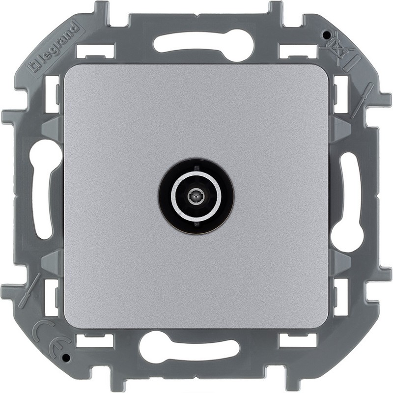 673862 Legrand Inspiria Розетка TV проходная 14 дБ 5-862 мГц алюминий, вид спереди