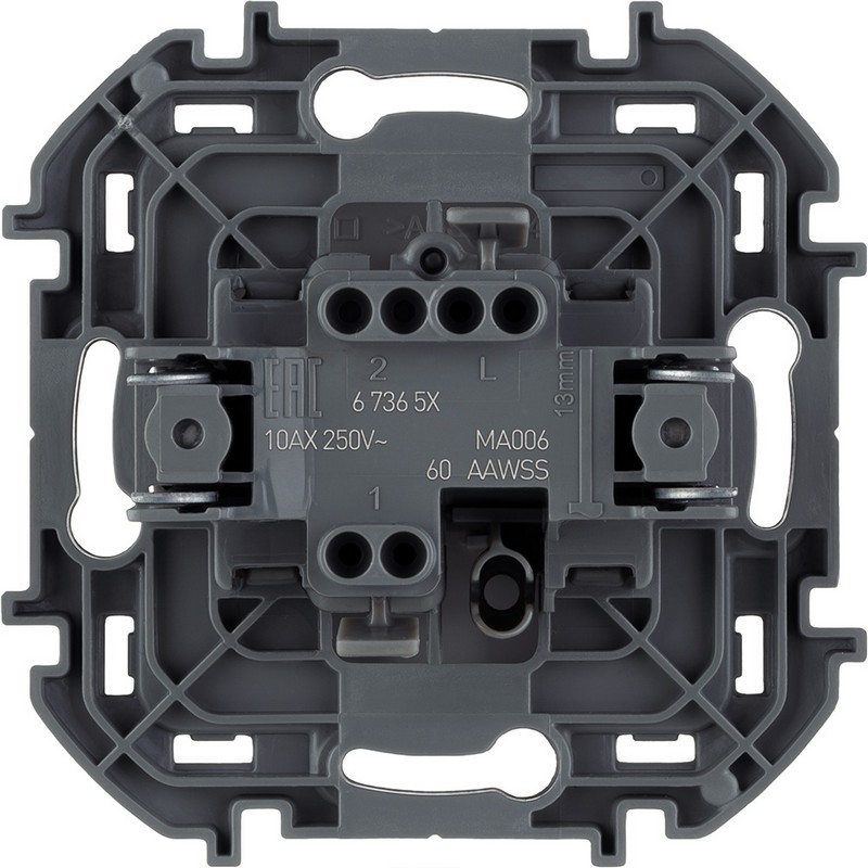 673650 Legrand Inspiria Переключатель 1-клавишный 10AX 250В белый, вид сзади