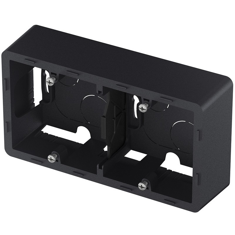 673993 Legrand Inspiria Коробка накладного монтажа 2 поста антрацит, вид под углом