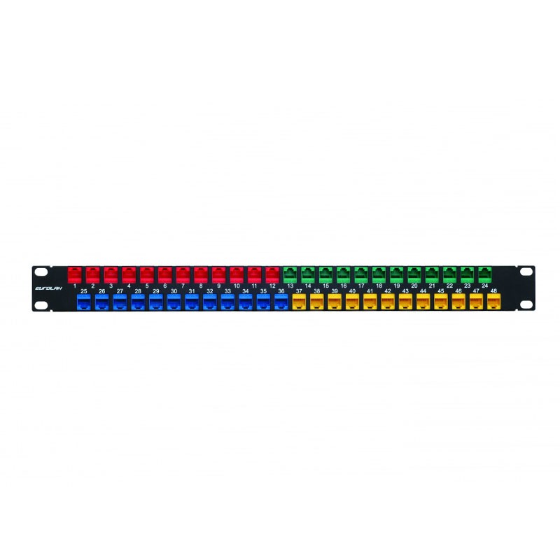 27B-00-48BL Коммутационная панель 19 наборная, UTP, 1U, 48 портов, черный. С модулями keystone