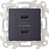 Зарядное устройство 2хUSB 5В 2.4A 230В цвета графит S24 Harmonie, SIMON 2411096-038