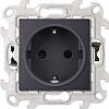 Розетка с заземл. и шторками Schuko 2Р+Е 16A 250В, Push&Go, графит S24 Harmonie, SIMON 2420432-038