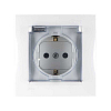 Розетка IP44 с крыш. заземл. и шторк. Schuko 2Р+Е 16A 250В моноблок белый S15, SIMON 1590450-030